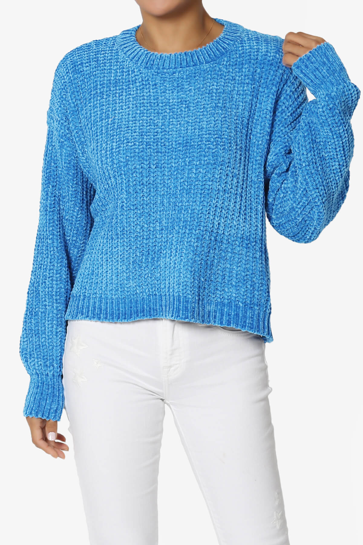 Zeeta Soft Chenille Crop Sweater SKY_1