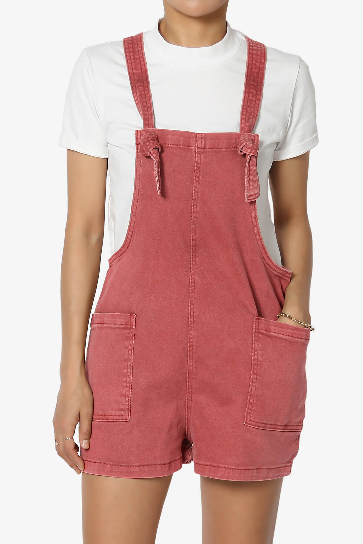 Ziggy Washed Denim Short Overall BURGUNDY_1