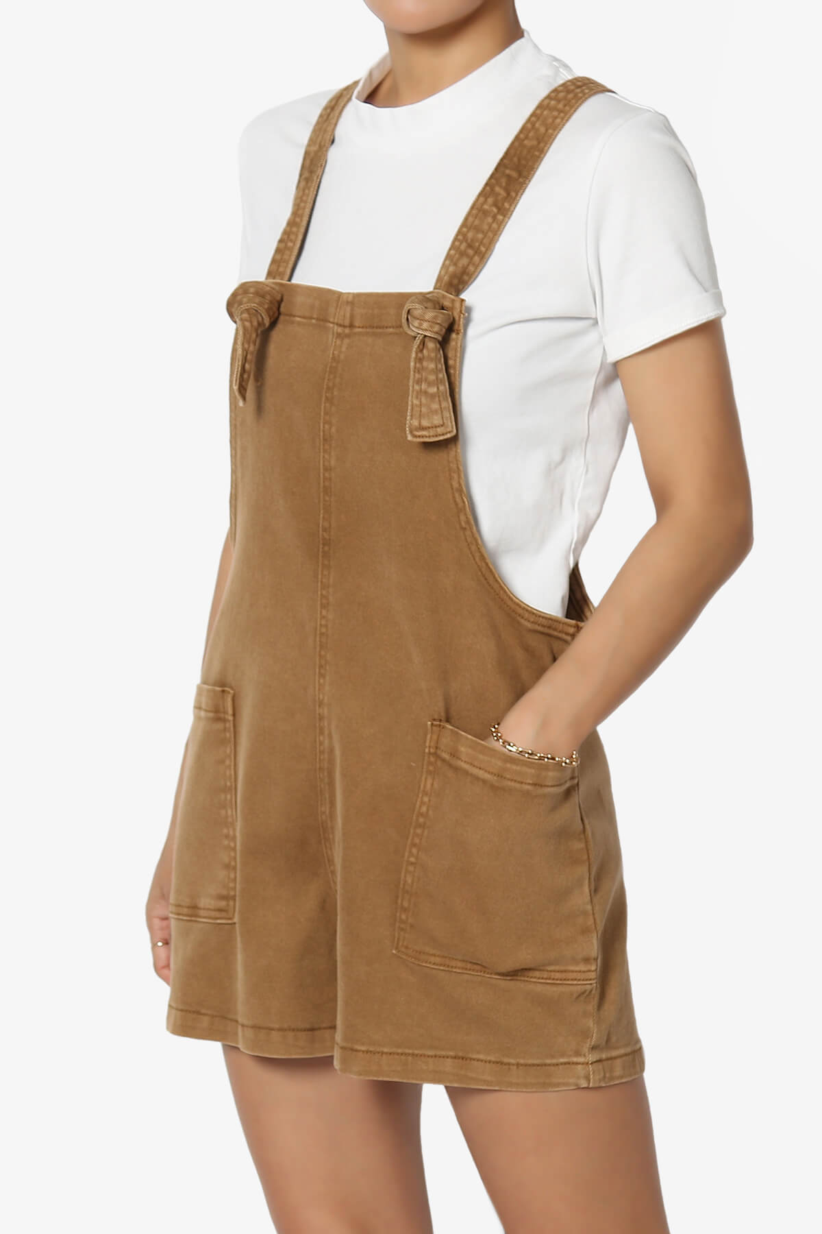 Ziggy Washed Denim Short Overall DEEP CAMEL_3