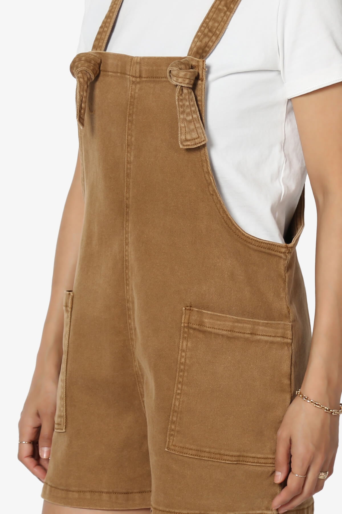 Ziggy Washed Denim Short Overall DEEP CAMEL_5