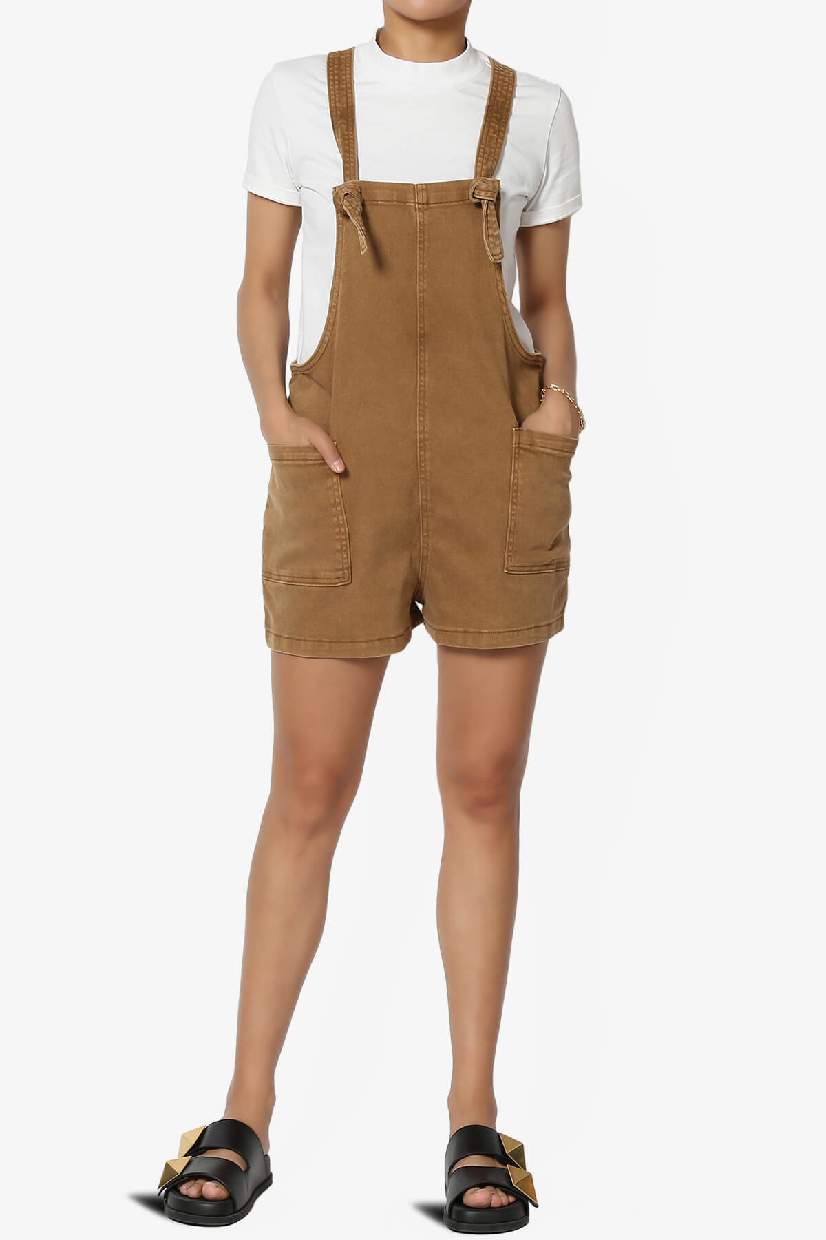 Ziggy Washed Denim Short Overall DEEP CAMEL_6