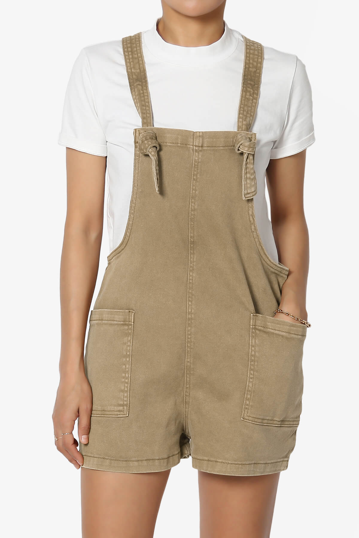 Ziggy Washed Denim Short Overall LIGHT CAMEL_1