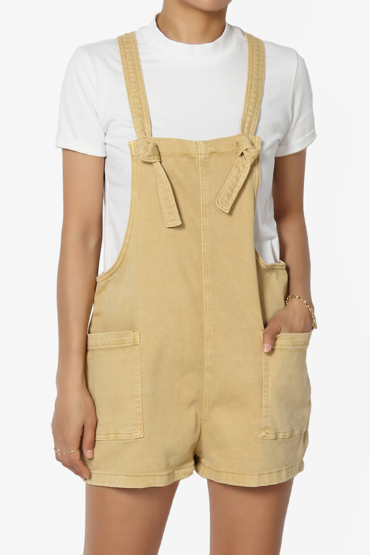 Ziggy Washed Denim Short Overall MUSTARD_1