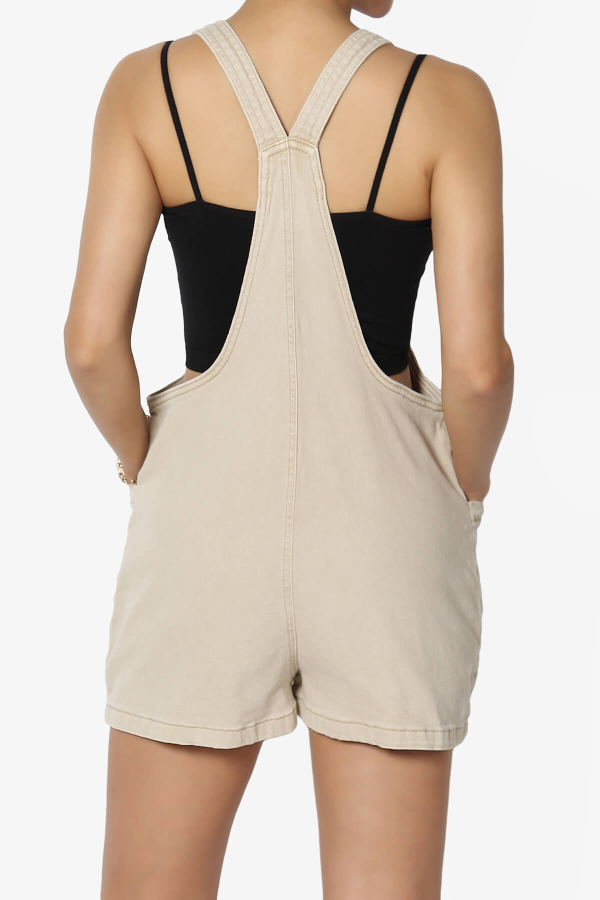 Ziggy Washed Denim Short Overall SAND BEIGE_2