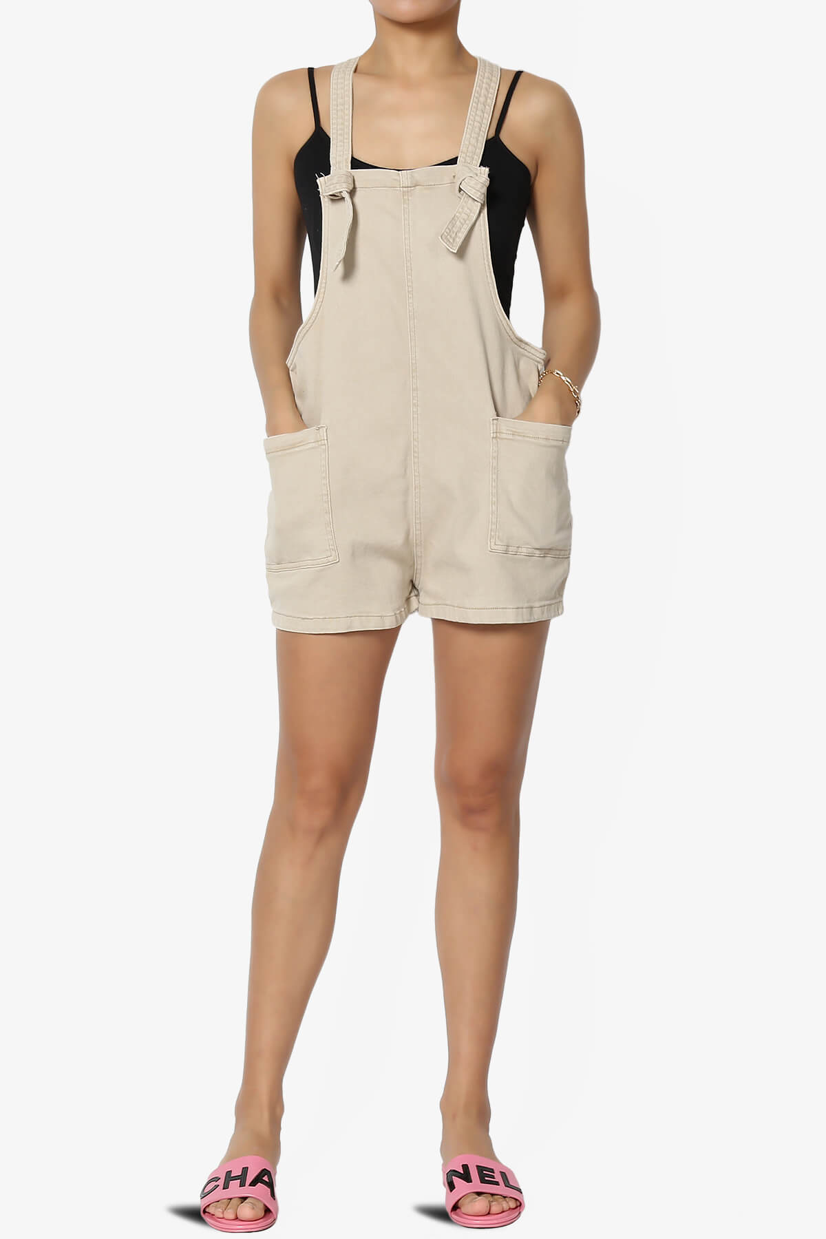 Ziggy Washed Denim Short Overall SAND BEIGE_6