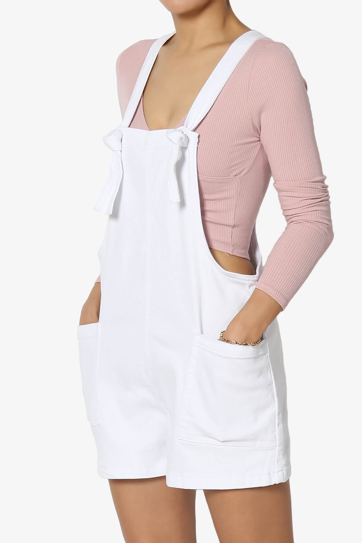 Ziggy Washed Denim Short Overall WHITE_3