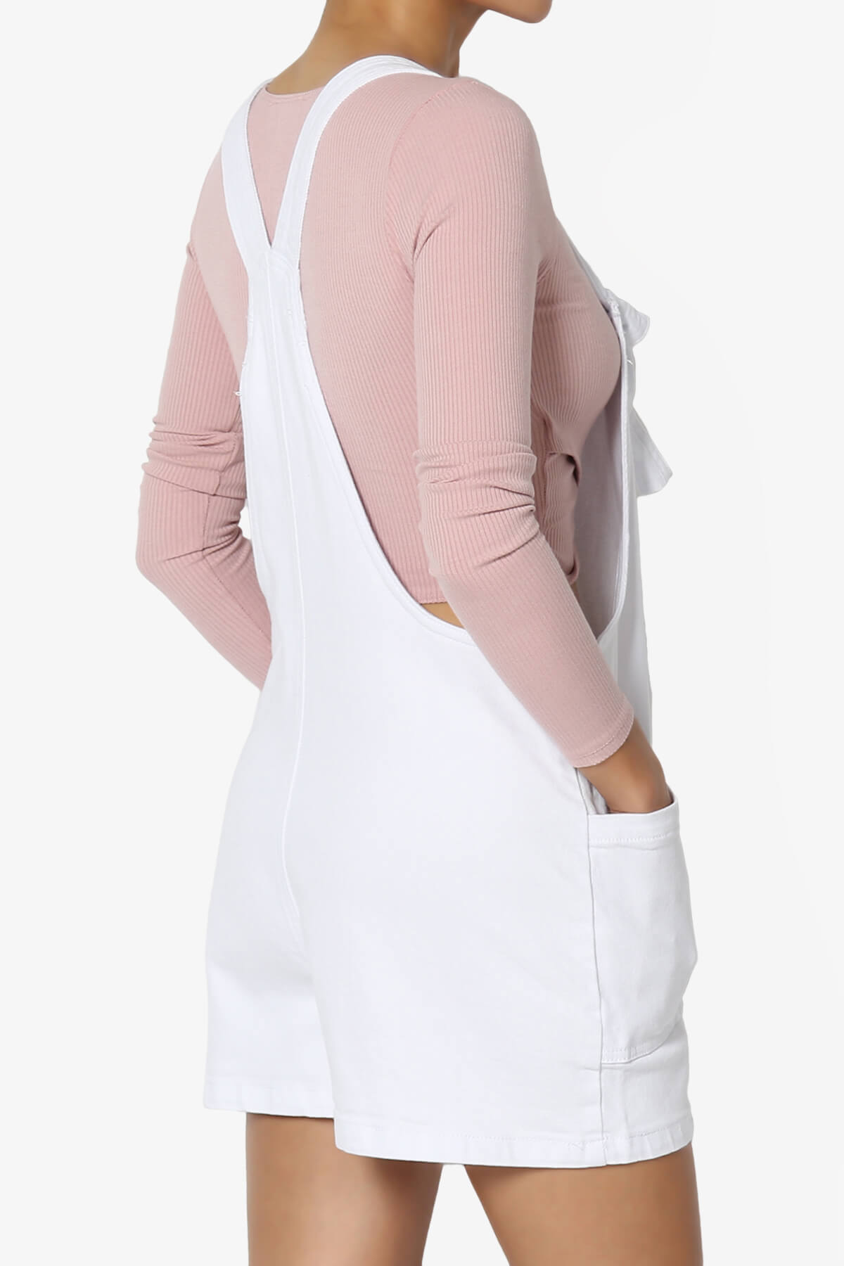 Ziggy Washed Denim Short Overall WHITE_4