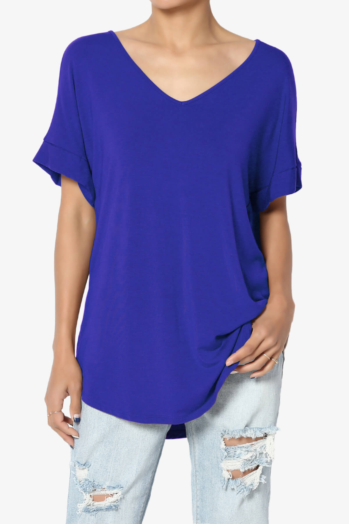 Tracey Wide V-Neck Jersey Top PLUS