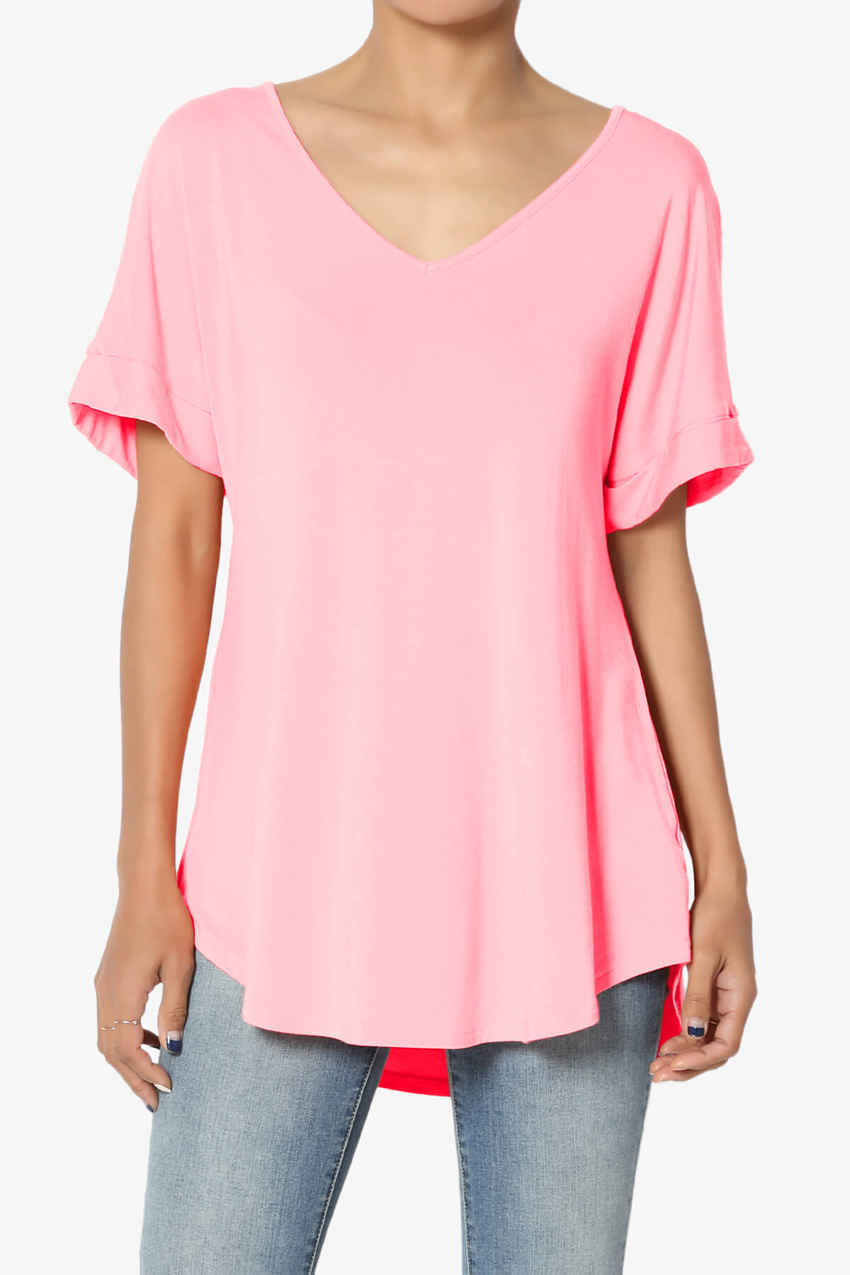 Tracey Wide V-Neck Jersey Top PLUS