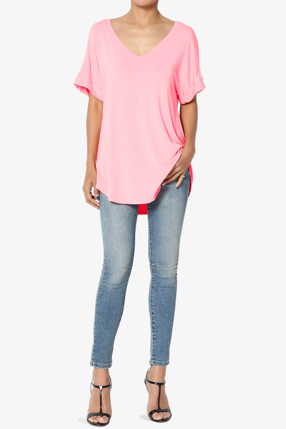 Tracey Wide V-Neck Jersey Top PLUS