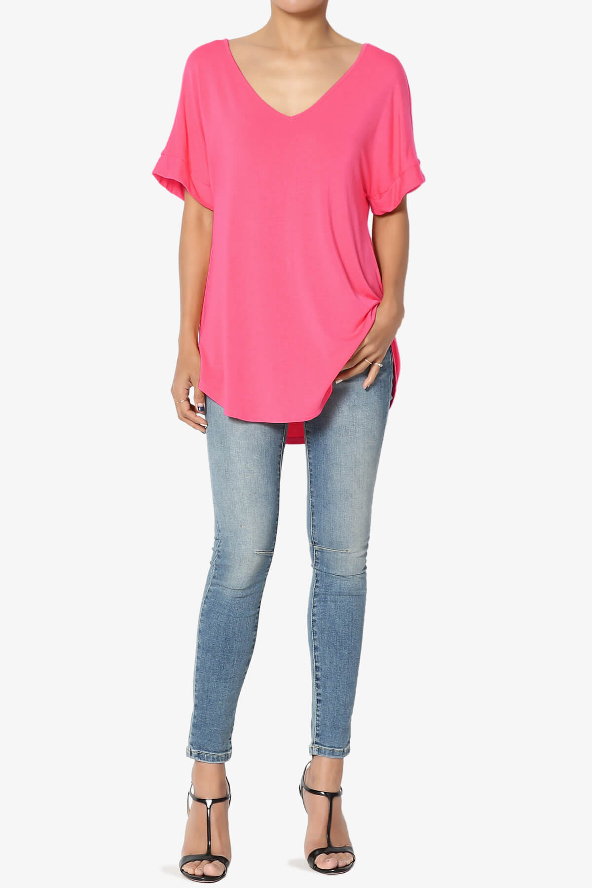 Tracey Wide V-Neck Jersey Top PLUS