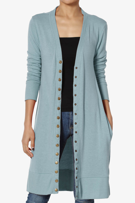 Braeden Snap Button Long Cardigan PLUS