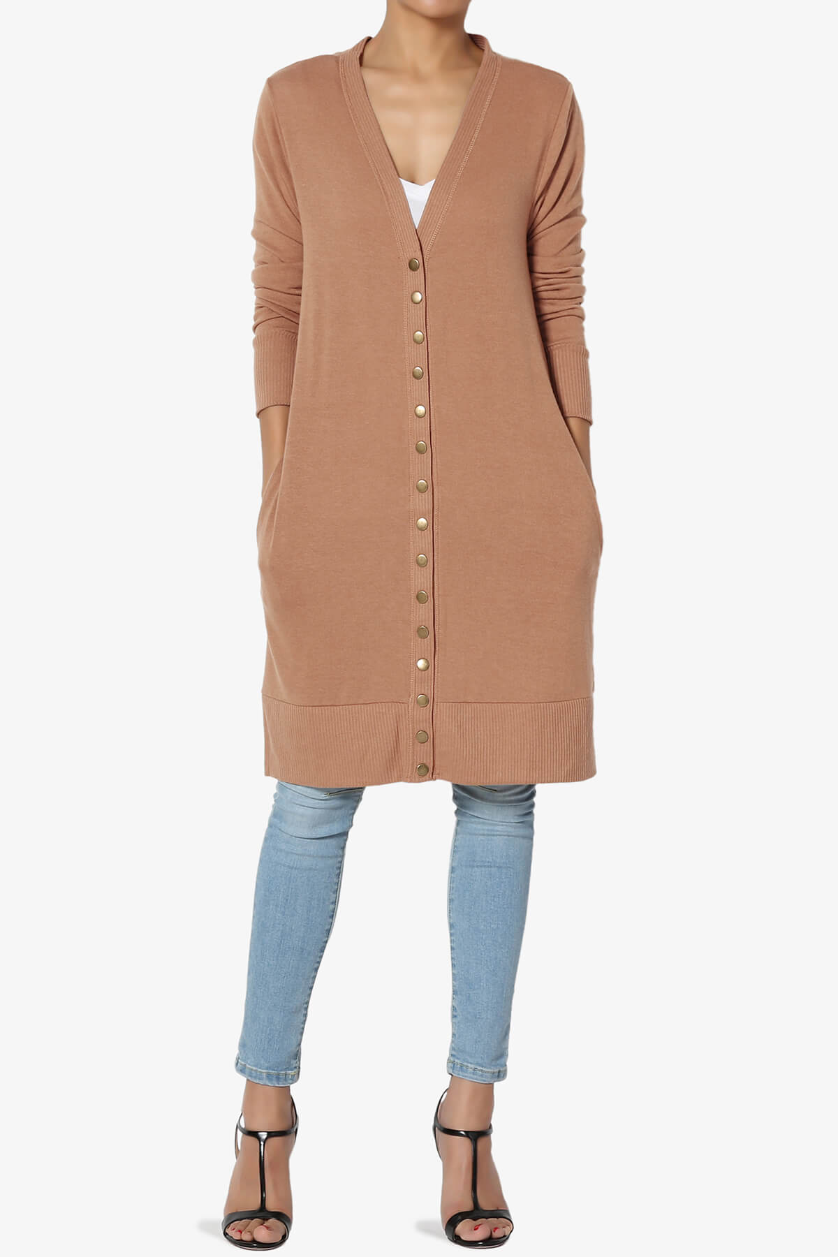 Braeden Snap Button Long Cardigan EGG SHELL_6