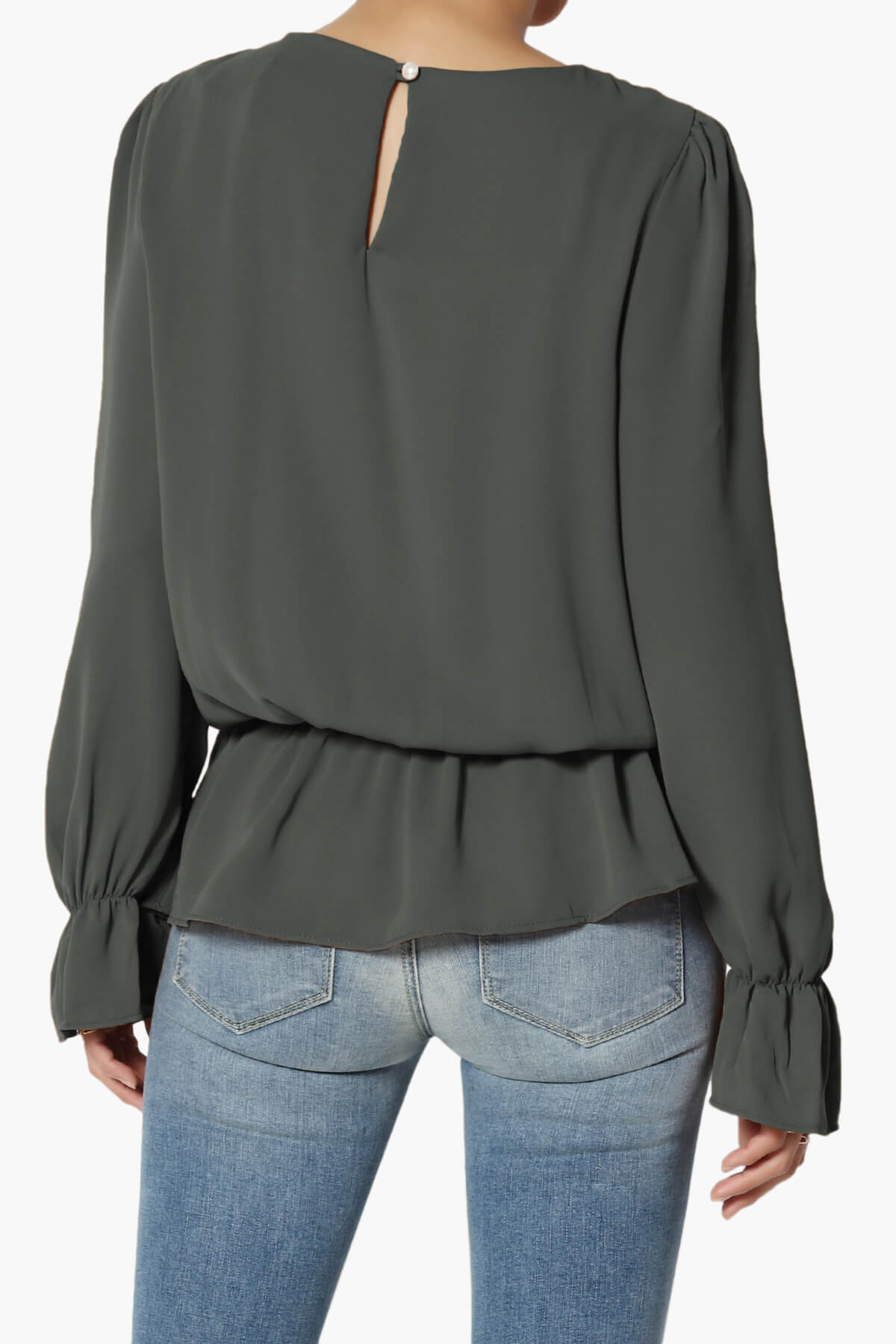 Adriel Puff Sleeve Ruffle Peplum Blouse