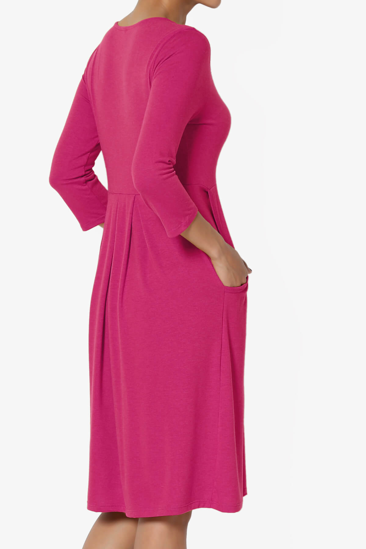Beetle 3/4 Sleeve Pleated Jersey Dress PLUS