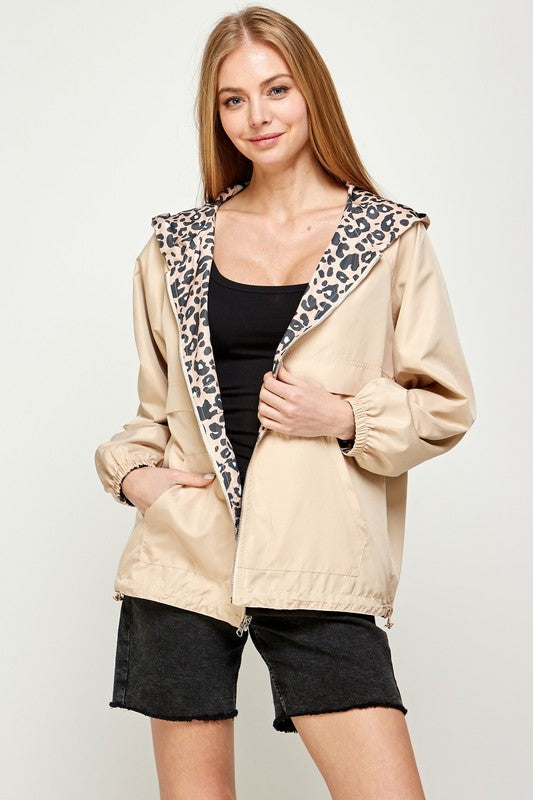 Sweet Generis REVERSIBLE CONTRAST PRINT ZIP UP WINDBREAKER HOODIE