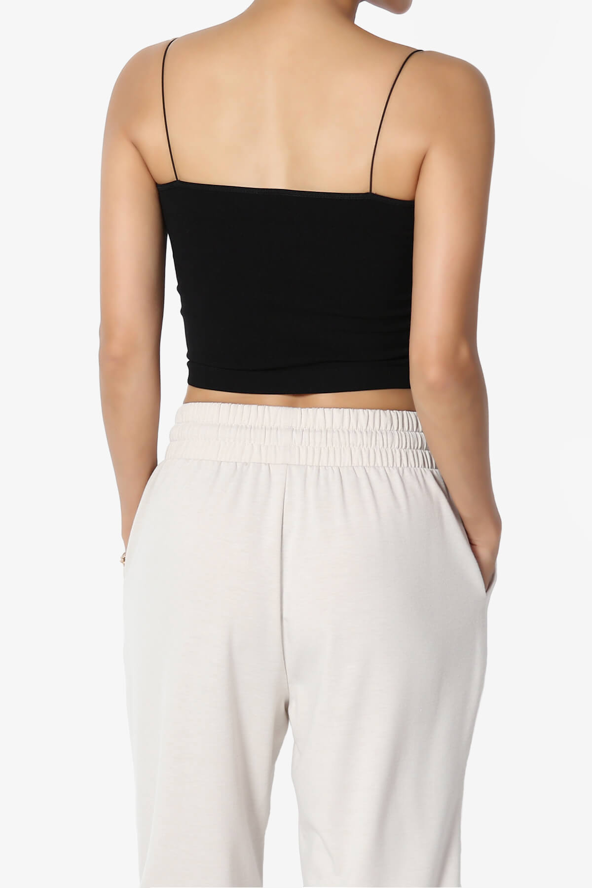 Aced Skinny Strap Ribbed Seamless Bra Cami BLACK_2