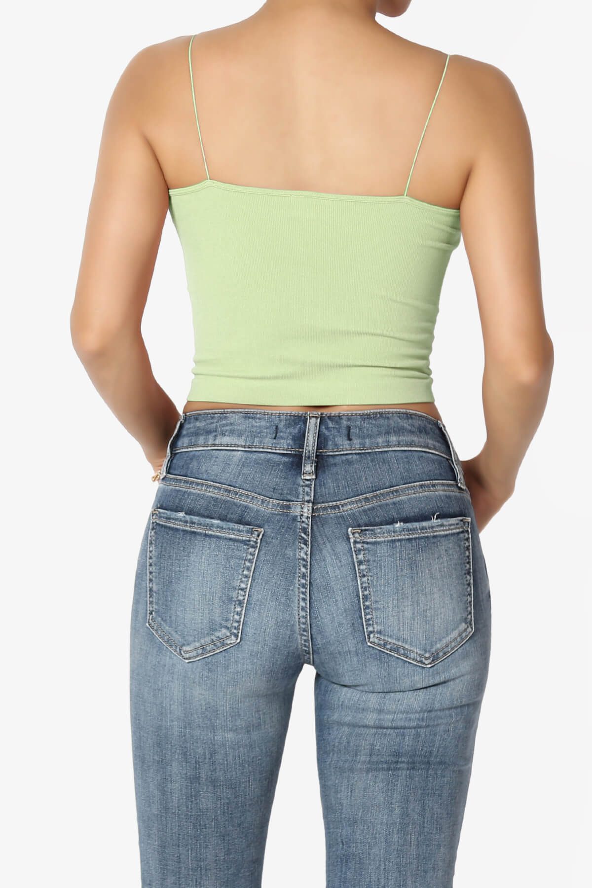 Aced Skinny Strap Ribbed Seamless Bra Cami LIGHT SAGE_2