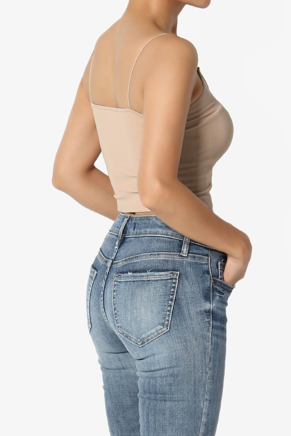 Aced Skinny Strap Ribbed Seamless Bra Cami NUDE_4