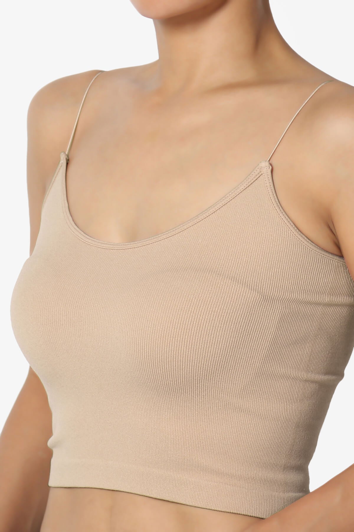 Aced Skinny Strap Ribbed Seamless Bra Cami NUDE_5