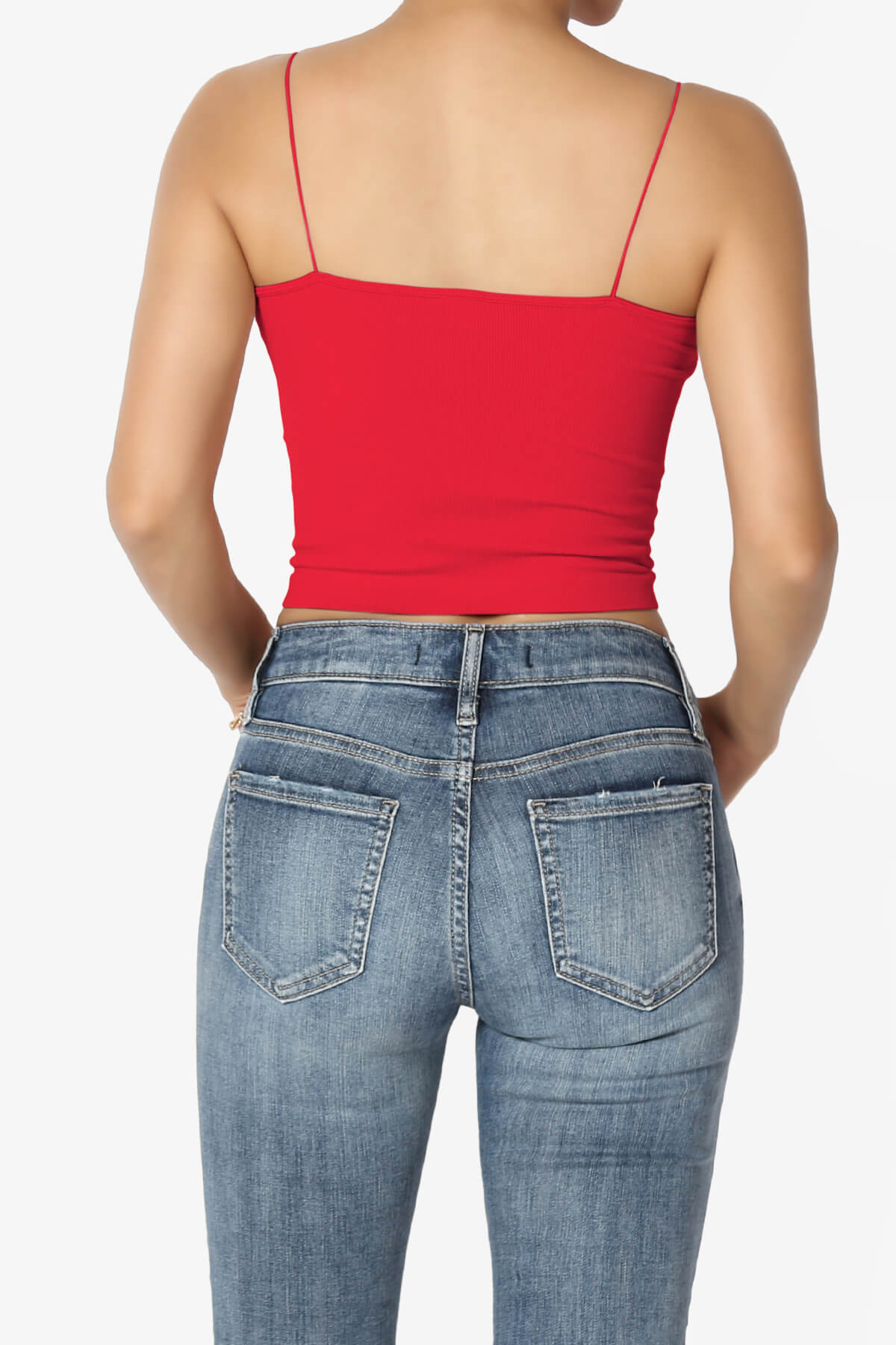 Aced Skinny Strap Ribbed Seamless Bra Cami RED_2