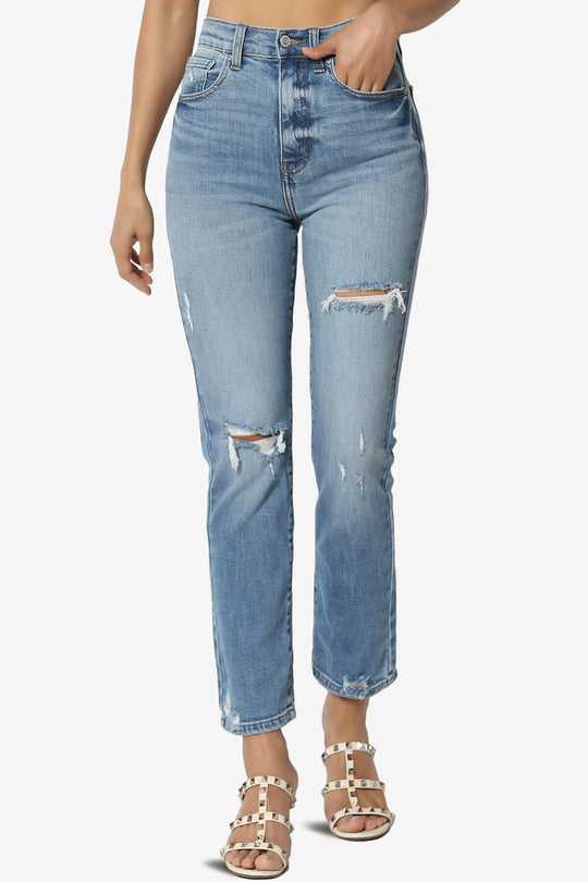 Ally High Rise Straight Crop Jeans in Dare Devil