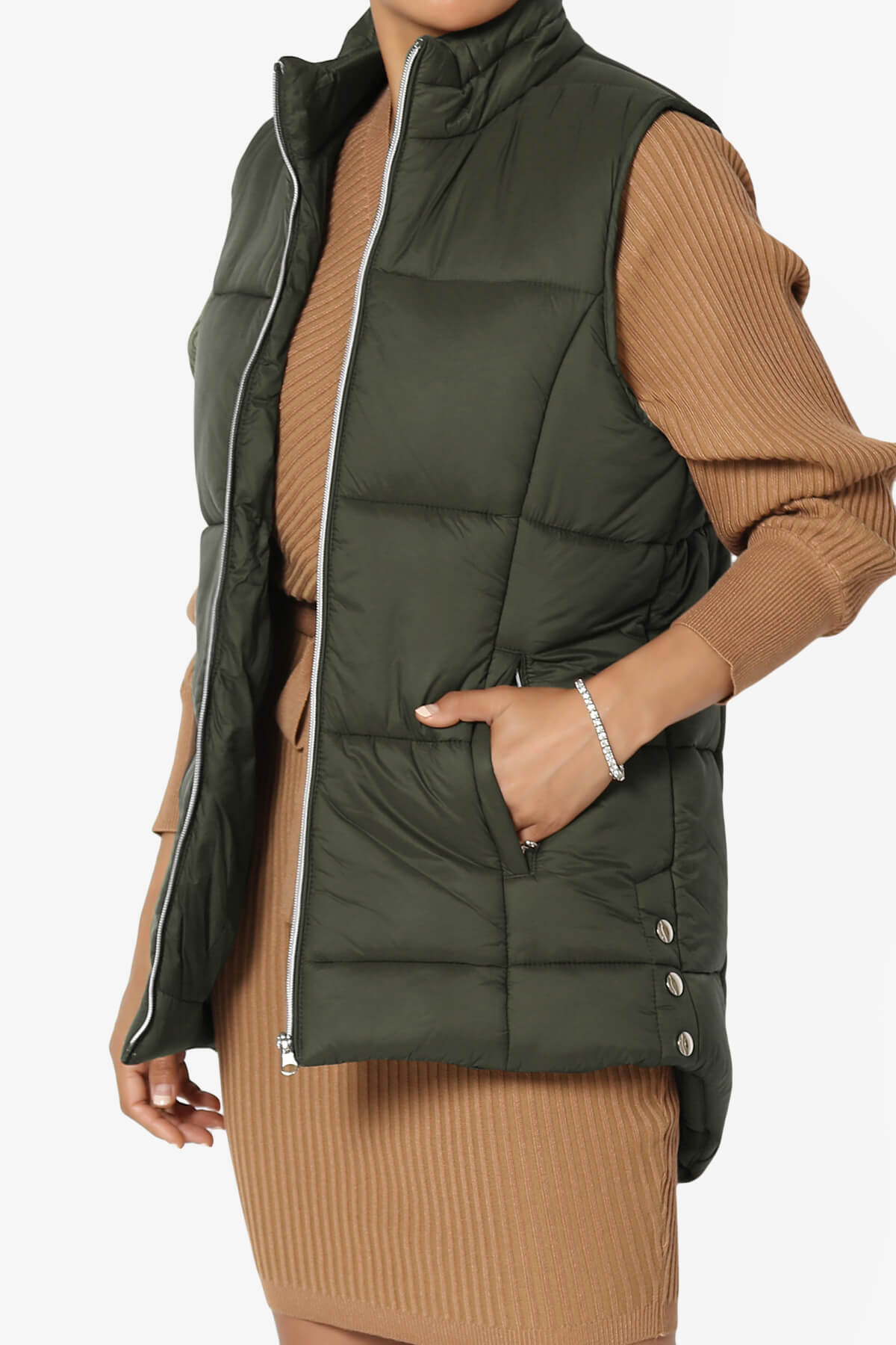 Anders Quilted Padded Vest Gilet PLUS OLIVE_3