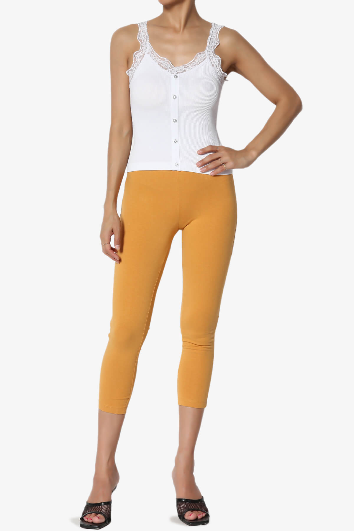 Ansley Luxe Cotton Capri Leggings MUSTARD_6