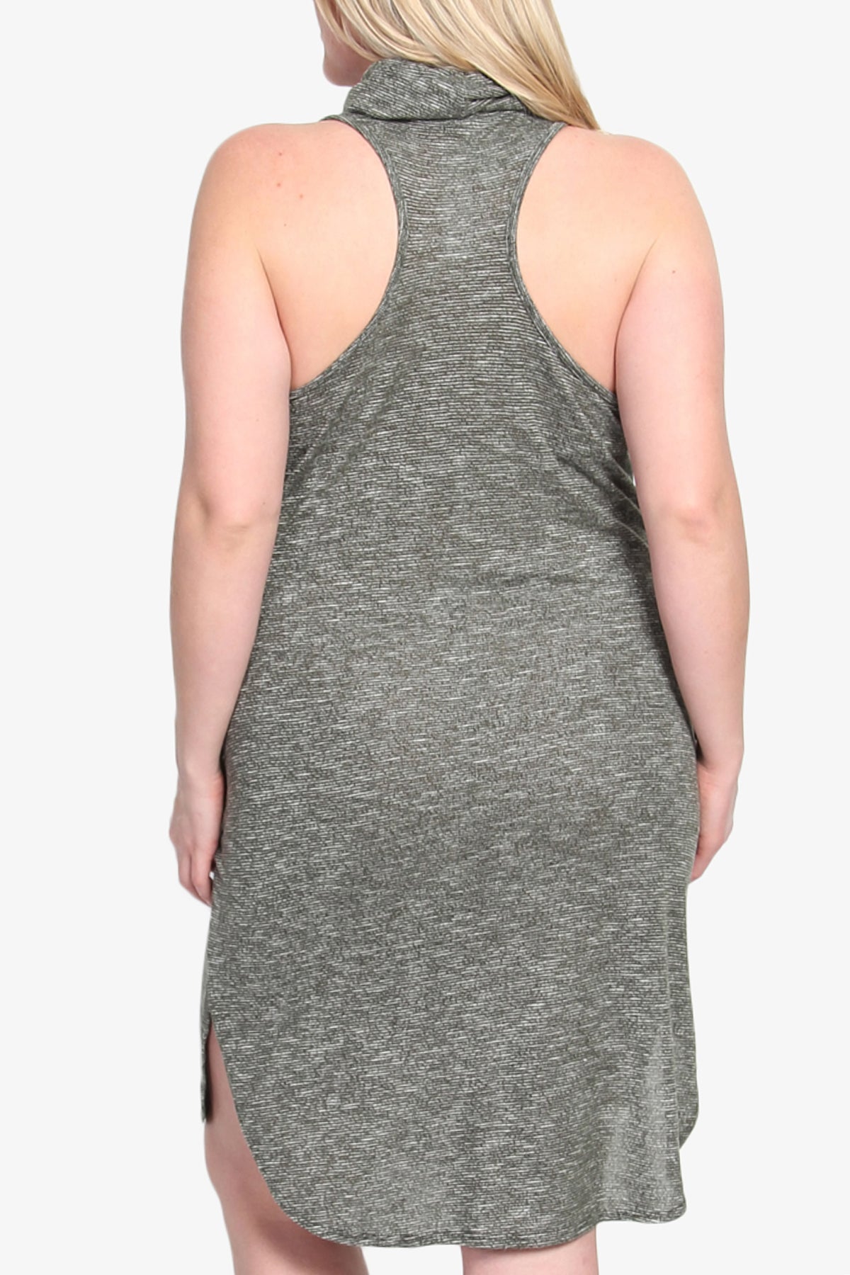 Racerback Cowl Neck Knit Dress PLUS