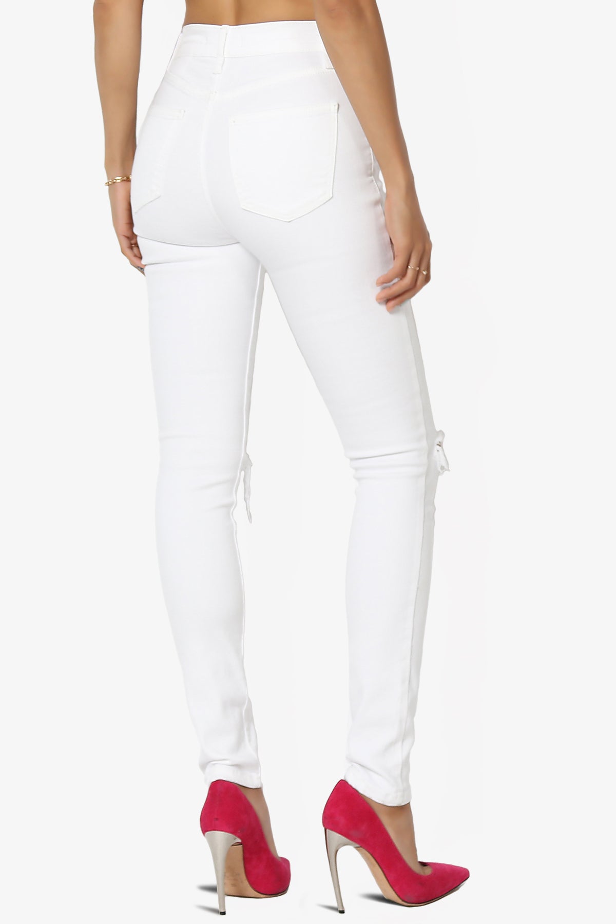 Bella Super High Rise Skinny Jeans in Phantom White WHITE_4