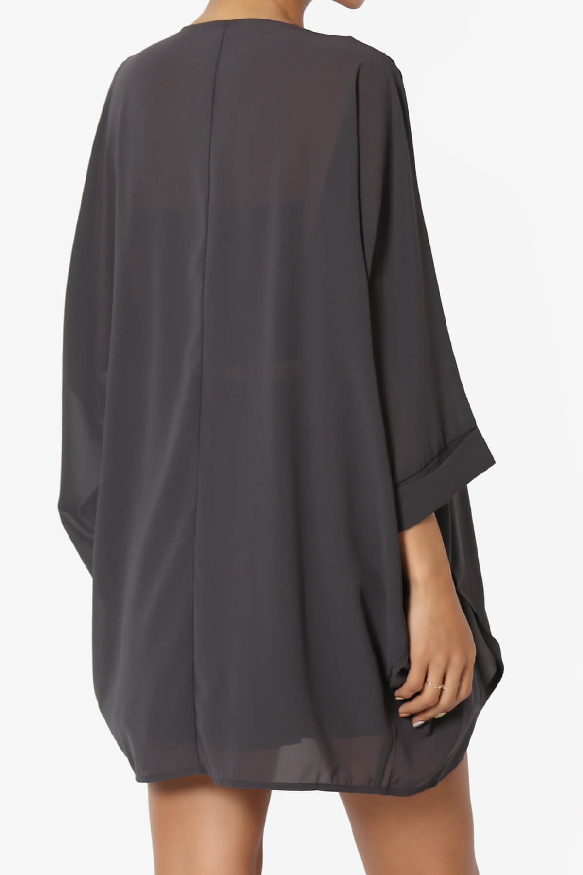 Blivia Pleated Kimono Chiffon Cardigan ASH GREY_4