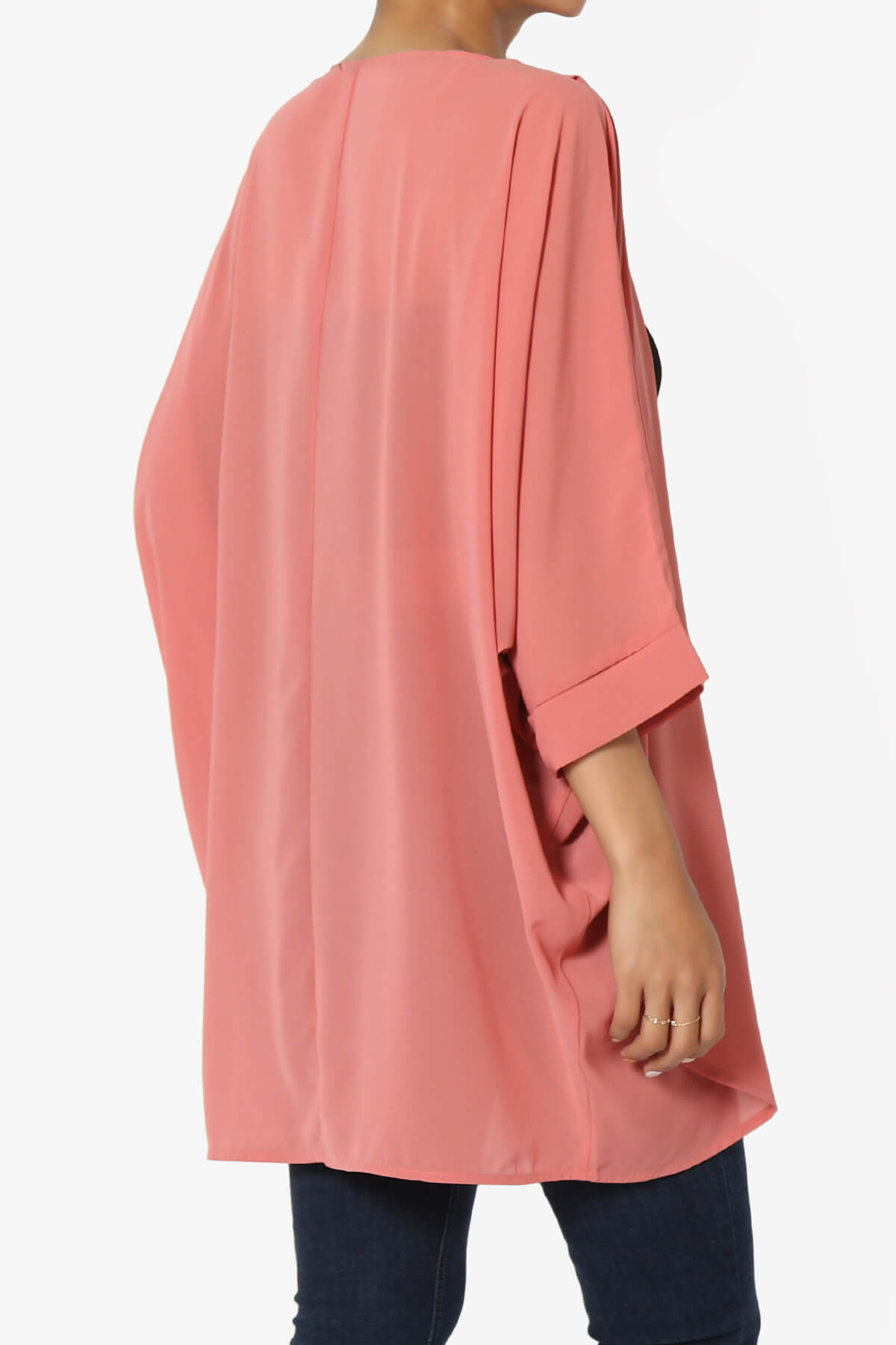 Blivia Pleated Kimono Chiffon Cardigan ASH ROSE_4