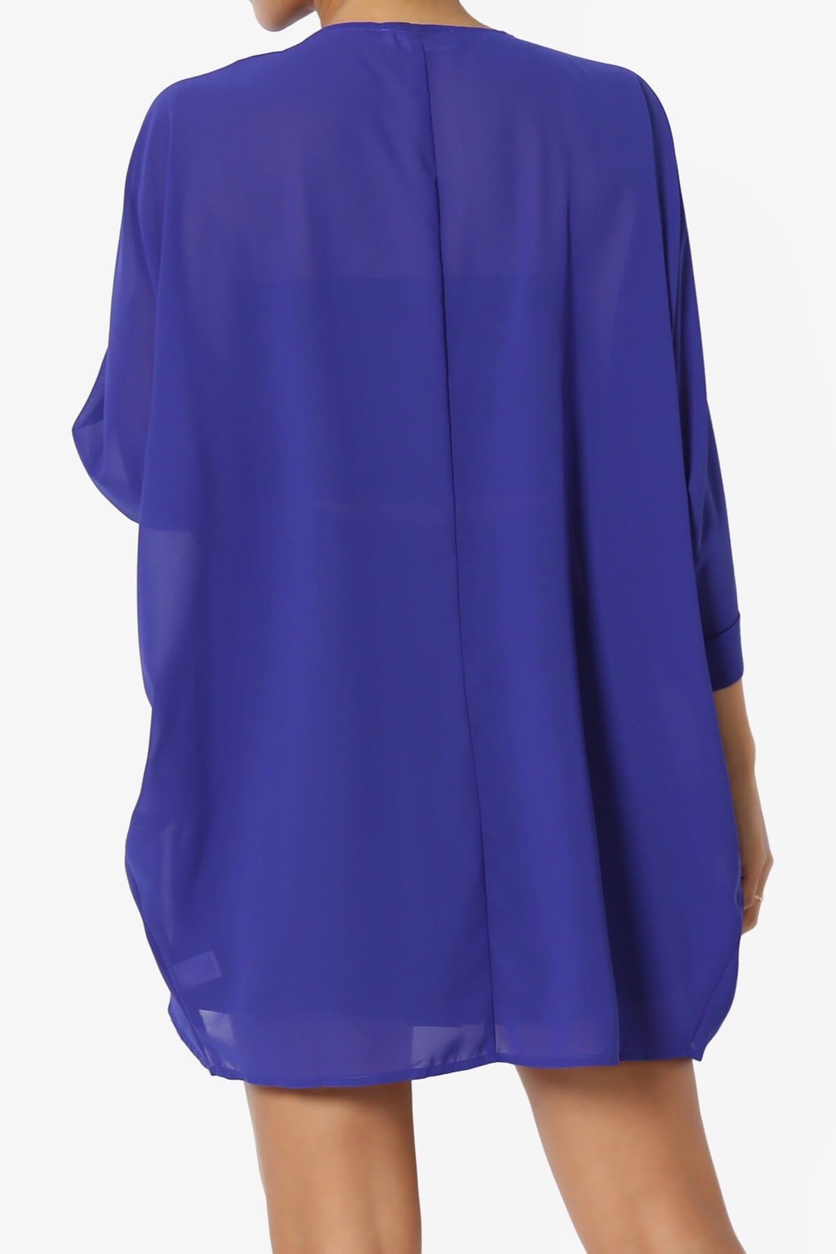 Blivia Pleated Kimono Chiffon Cardigan BRIGHT BLUE_2