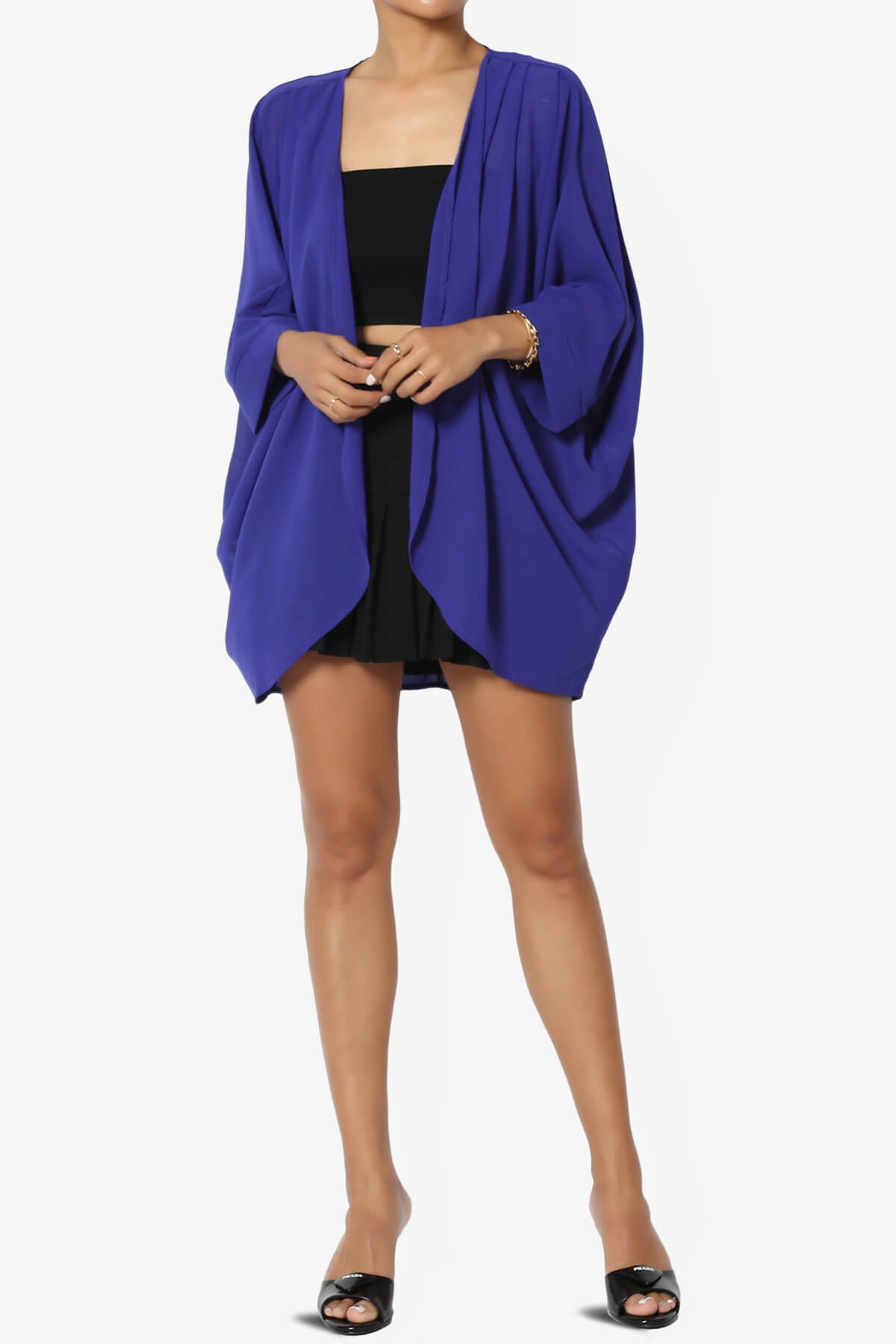 Blivia Pleated Kimono Chiffon Cardigan BRIGHT BLUE_6