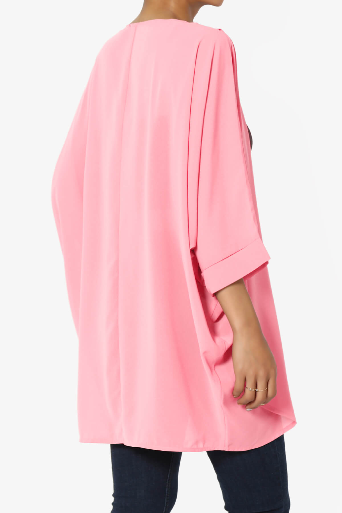 Blivia Pleated Kimono Chiffon Cardigan BRIGHT PINK_4