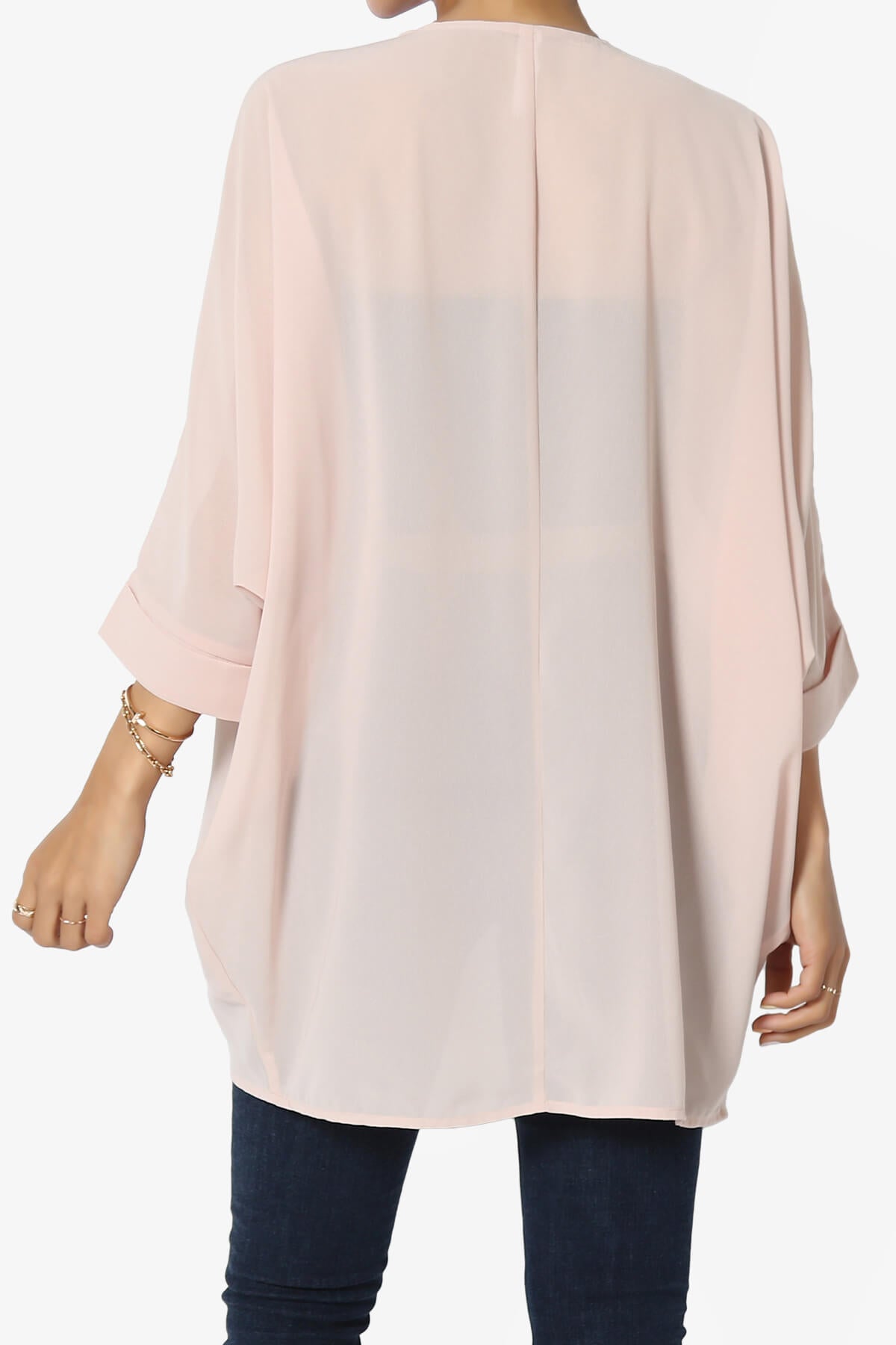 Blivia Pleated Kimono Chiffon Cardigan DUSTY BLUSH_2