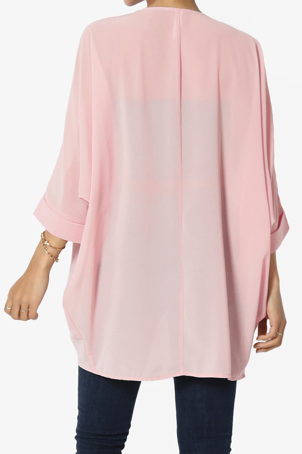 Blivia Pleated Kimono Chiffon Cardigan DUSTY PINK_2