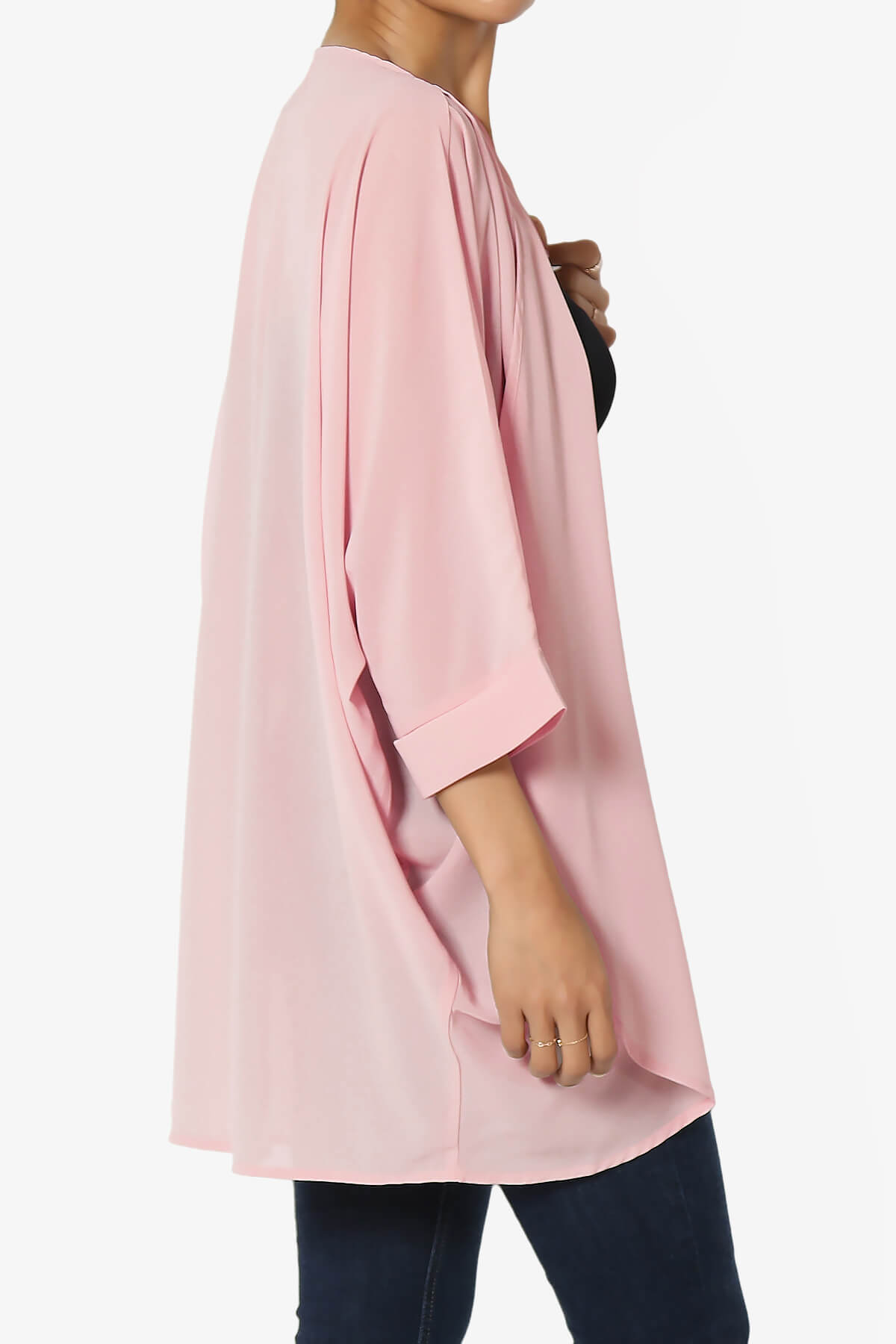 Blivia Pleated Kimono Chiffon Cardigan DUSTY PINK_4