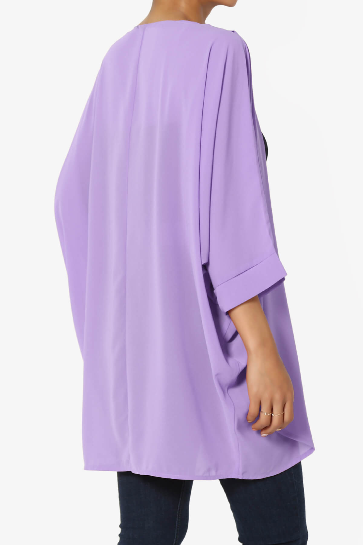 Blivia Pleated Kimono Chiffon Cardigan LAVENDER_4