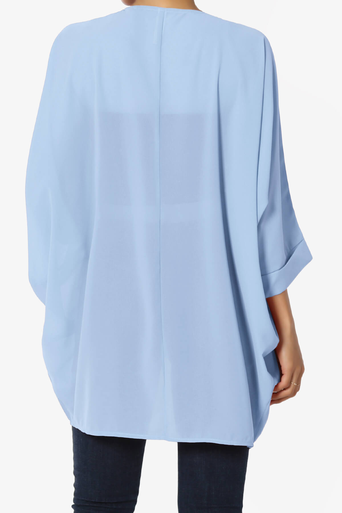 Blivia Pleated Kimono Chiffon Cardigan LIGHT BLUE_2