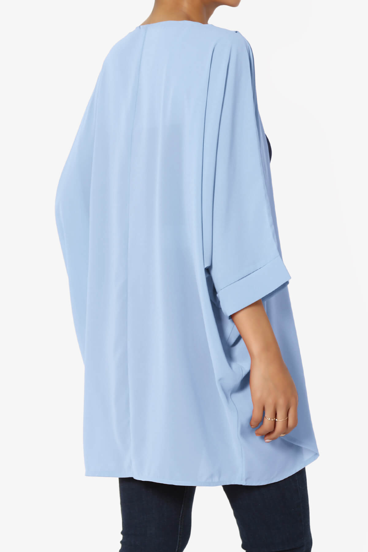 Blivia Pleated Kimono Chiffon Cardigan LIGHT BLUE_4