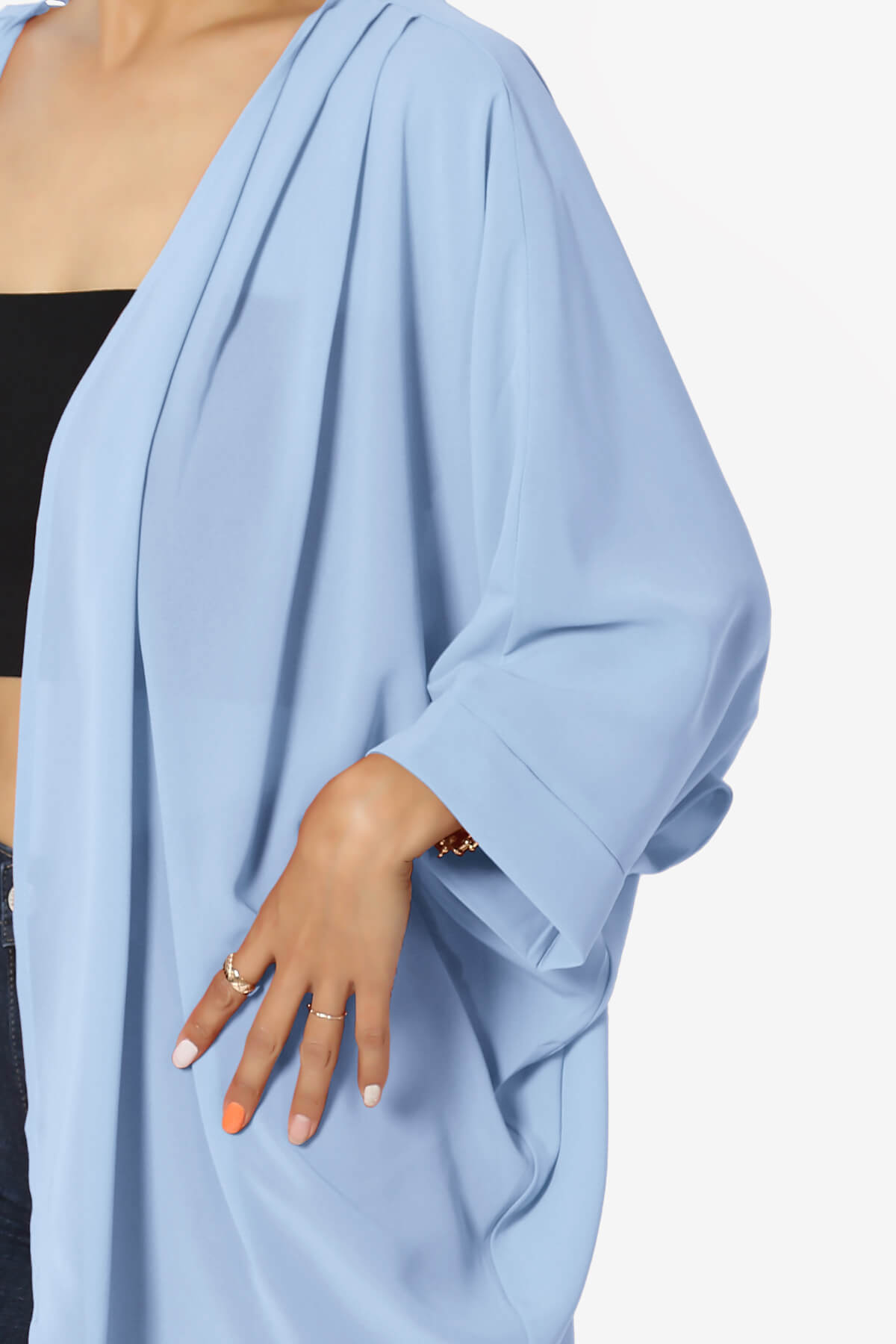 Blivia Pleated Kimono Chiffon Cardigan LIGHT BLUE_5