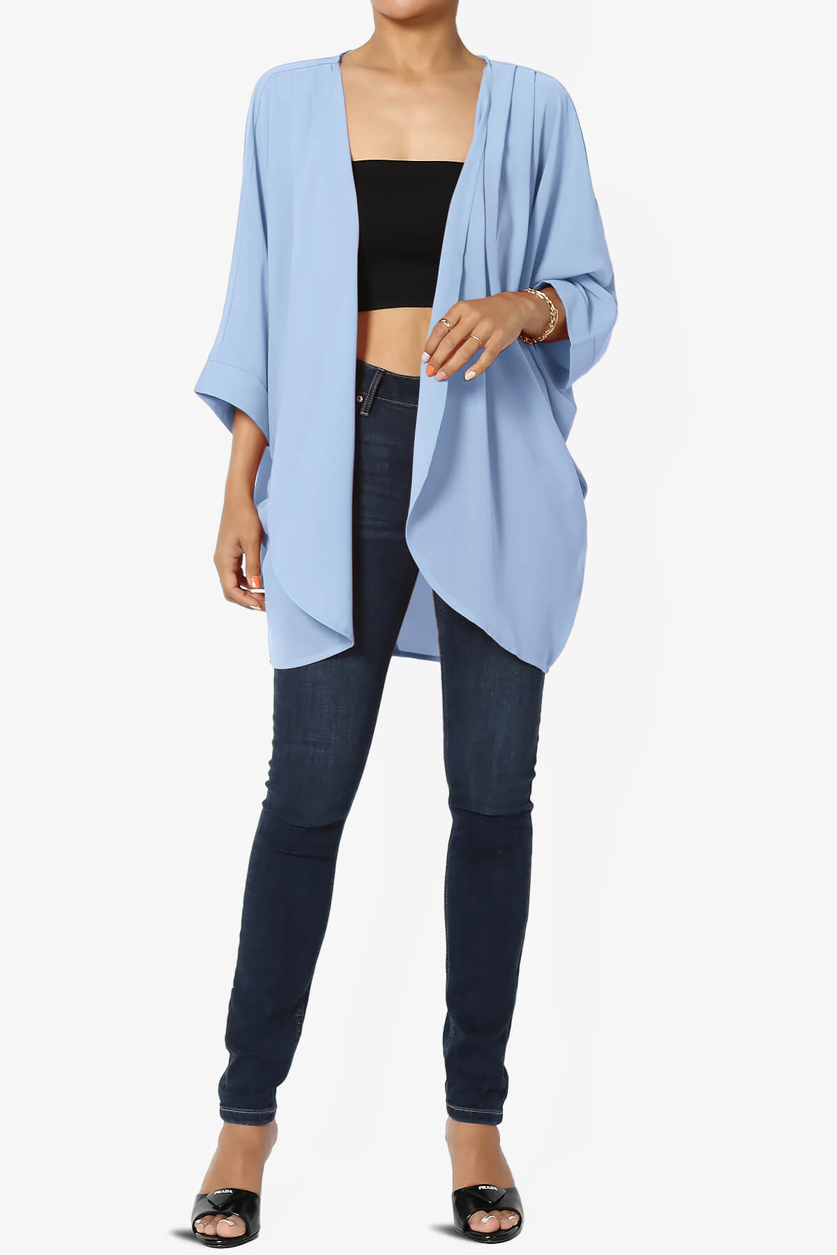 Blivia Pleated Kimono Chiffon Cardigan LIGHT BLUE_6