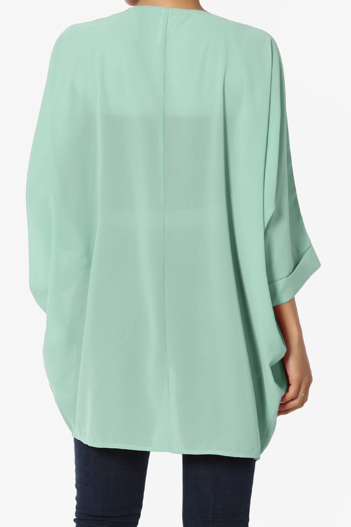 Blivia Pleated Kimono Chiffon Cardigan LIGHT GREEN_2