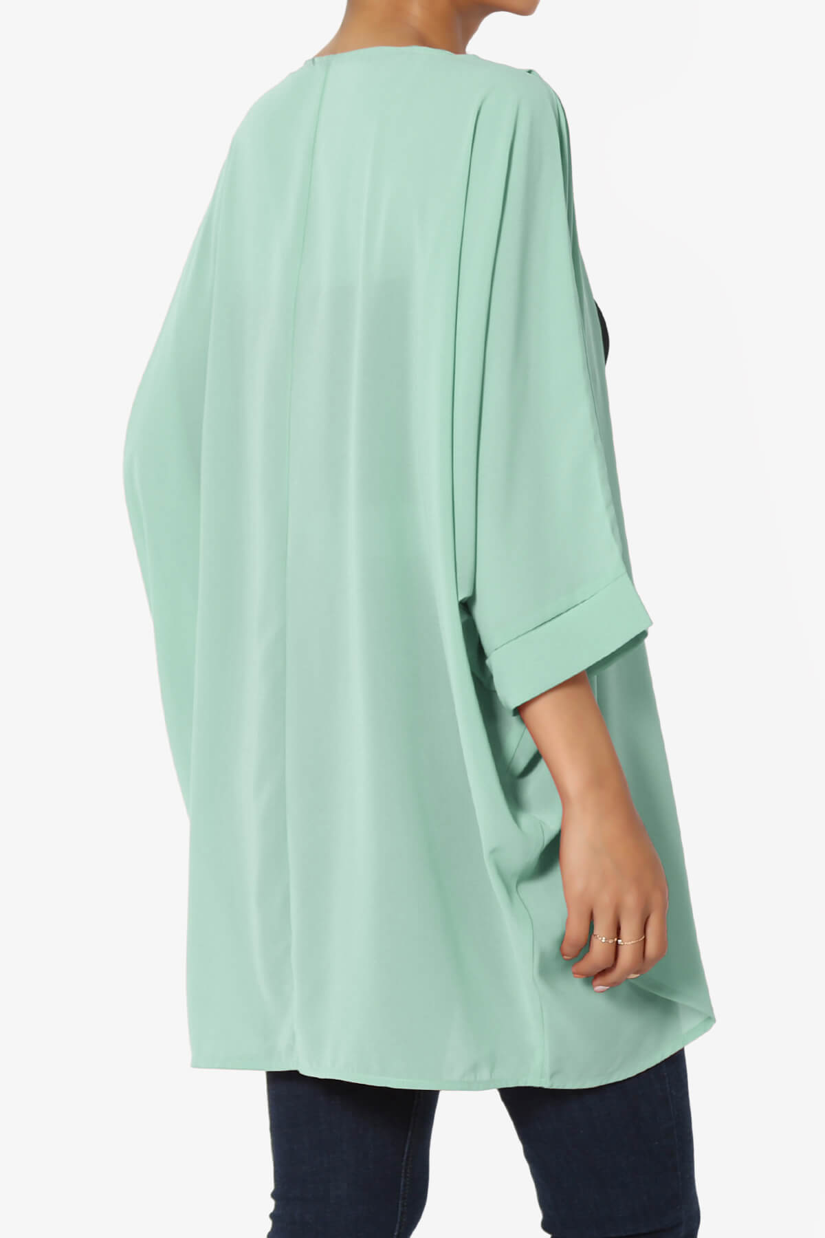 Blivia Pleated Kimono Chiffon Cardigan LIGHT GREEN_4
