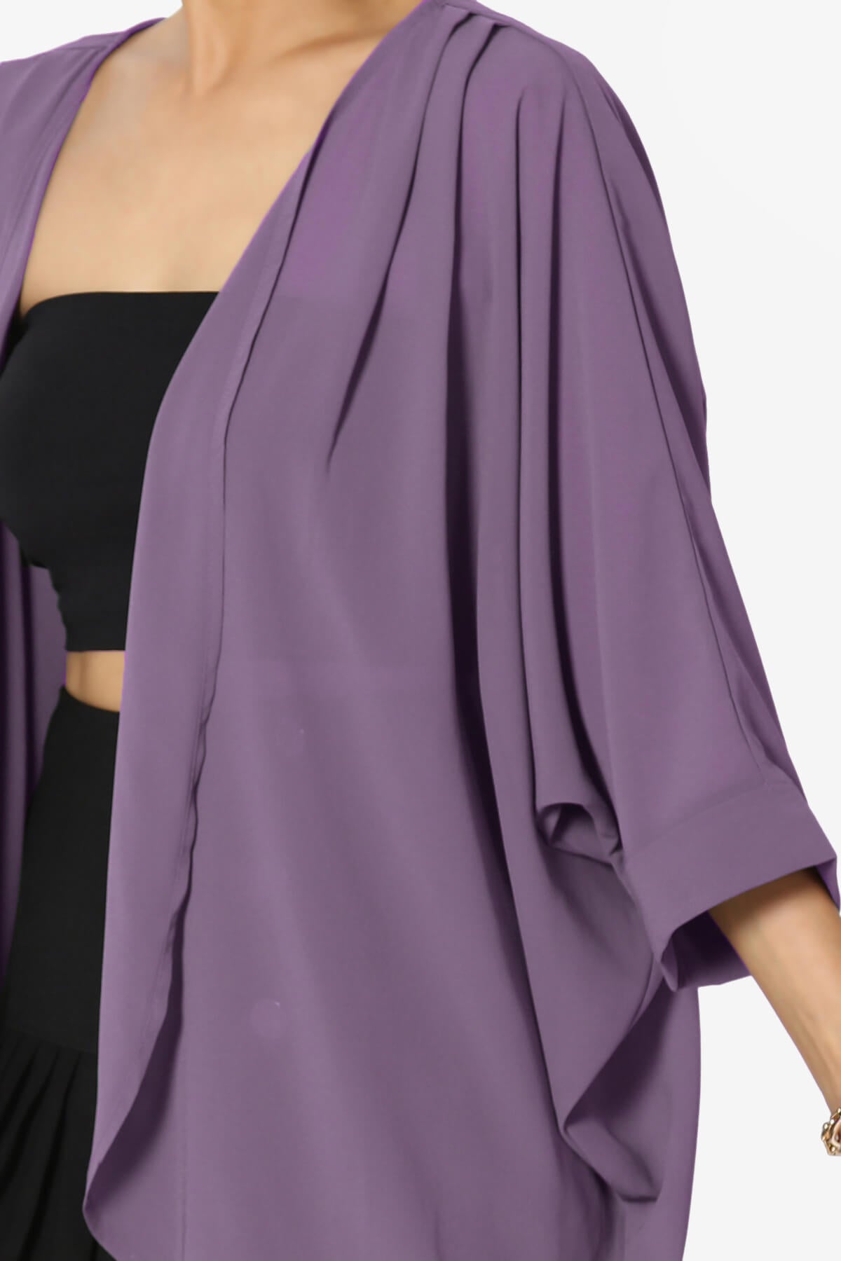 Blivia Pleated Kimono Chiffon Cardigan LILAC GREY_5