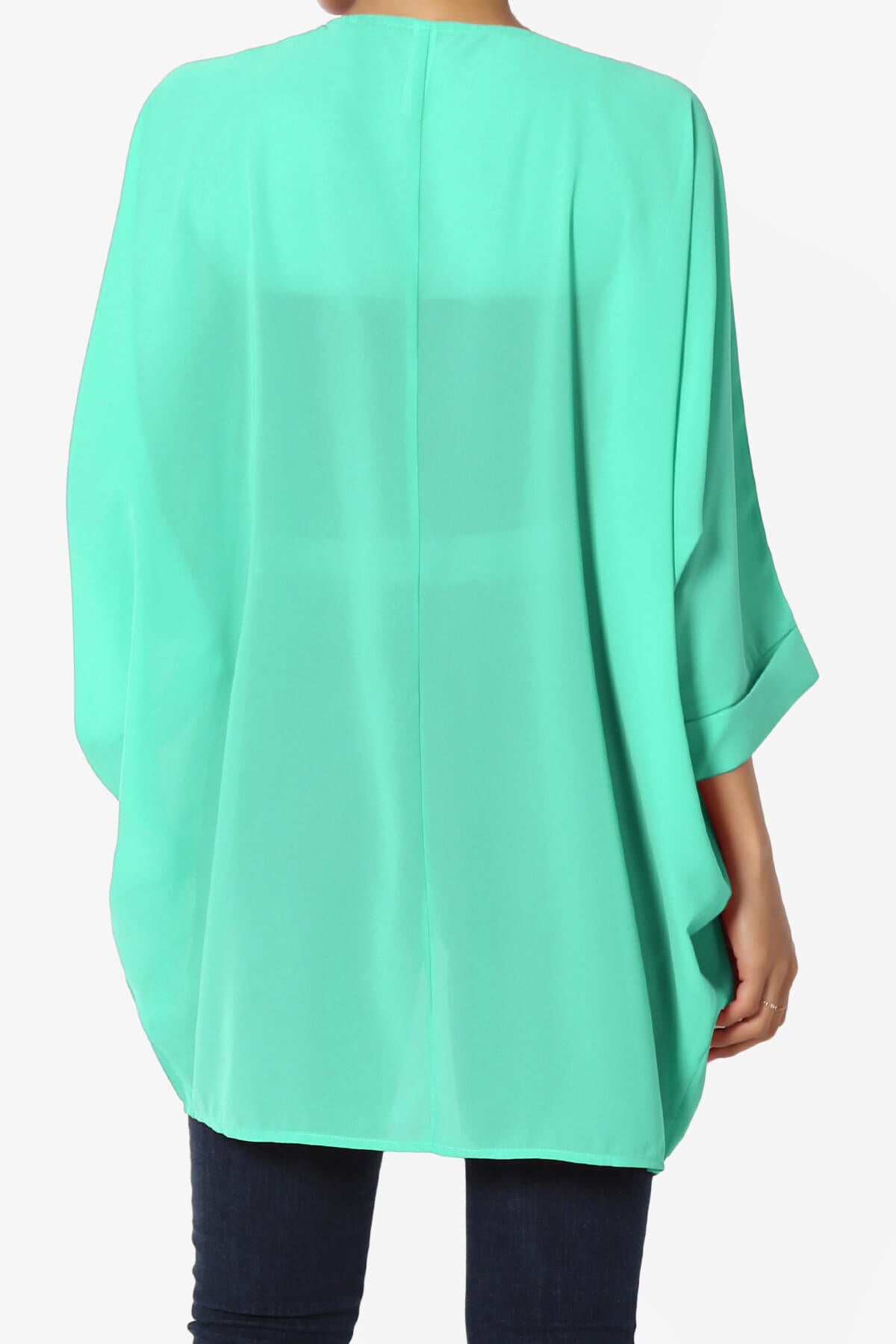 Blivia Pleated Kimono Chiffon Cardigan MINT_2