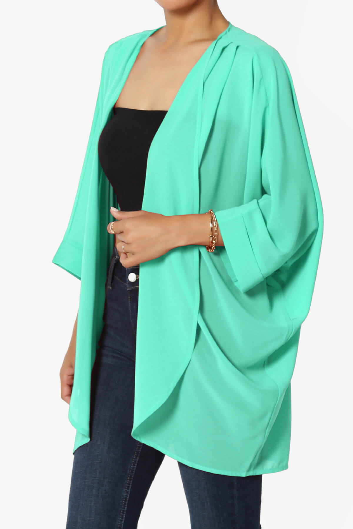 Blivia Pleated Kimono Chiffon Cardigan MINT_3