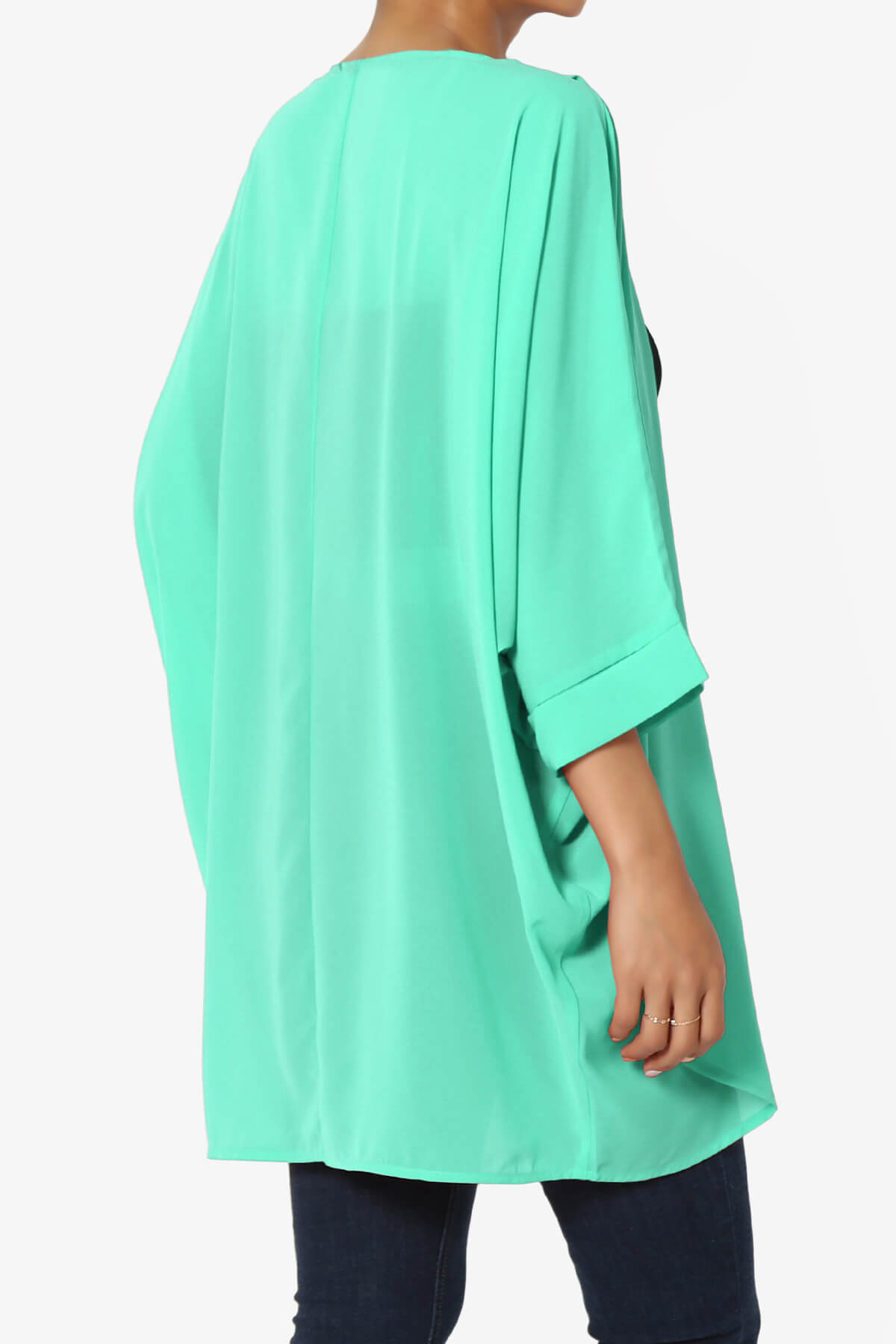Blivia Pleated Kimono Chiffon Cardigan MINT_4