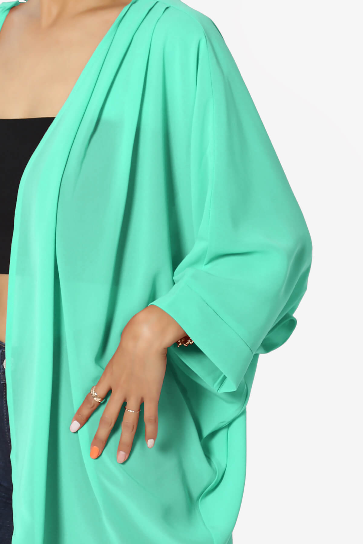 Blivia Pleated Kimono Chiffon Cardigan MINT_5